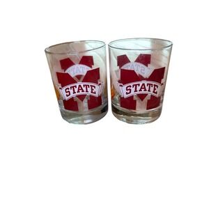 Mississippi State MSU Bulldogs Shell Oil Vintage Rocks Glasses Set of 2 Maroon